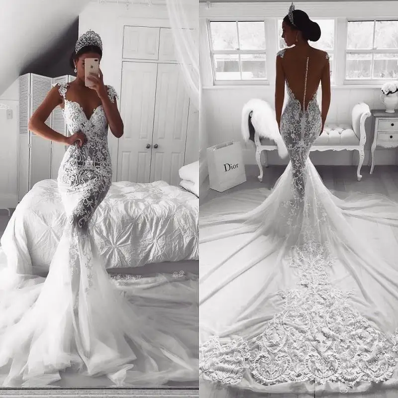 vintage lace mermaid wedding dress