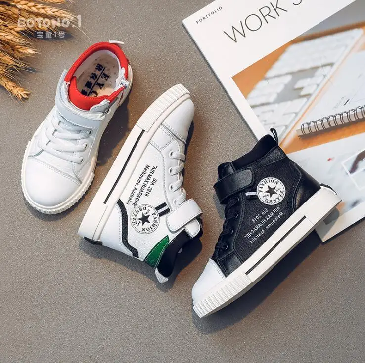 

Kids Sneakers 2019 Autumn New Fashion Movement Children's Shoes Flats White High Help Boys and Girls Sports Outdoor Shoes