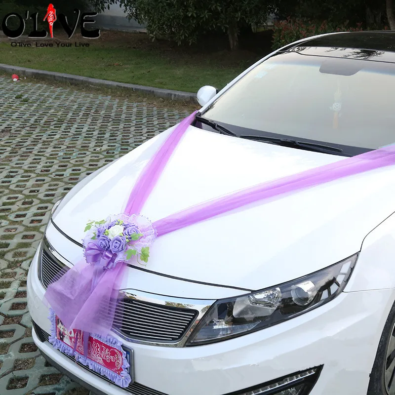 Свадебное украшение цветы автомобиля розы из пенопласта декоративный тюлевый
