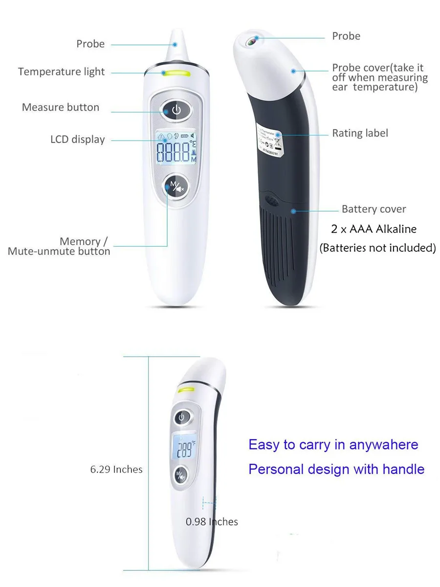 New Baby Thermometer Digital Infrared IR LCD Baby Forehead and Ear Non-Contact Adult Body Fever Measurement 5