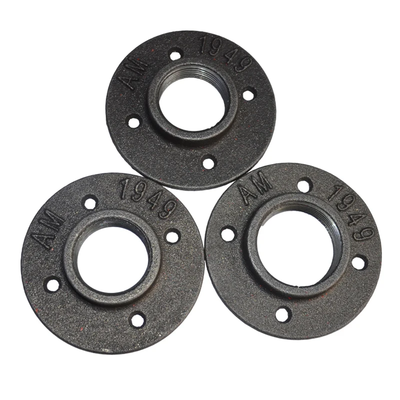 

1pcs Thread BSP Malleable Iron Pipe Fittings Wall Mount Floor Antique 1/2",3/4",1" Flange Piece Hardware Tool Base Decorate home