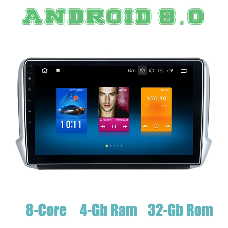 Octa core px5 Android 9.0 car GPS radio player for Peugeot 208 2008 with 4+32G wifi 4g usb auto Multimedia | Автомобили и