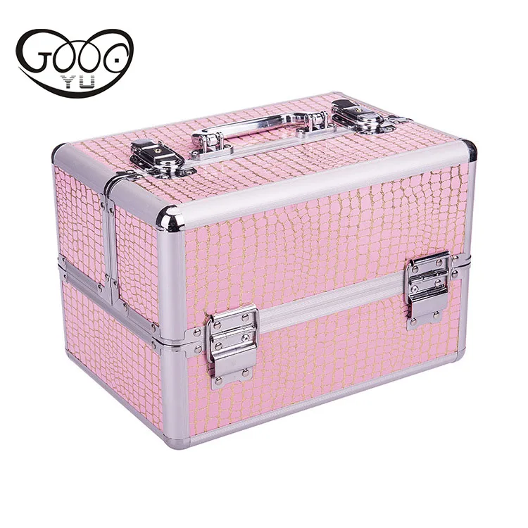 The new easy to carry the ladies cosmetic case inside the multi-storey high-capacity design with lock storage box suitcase