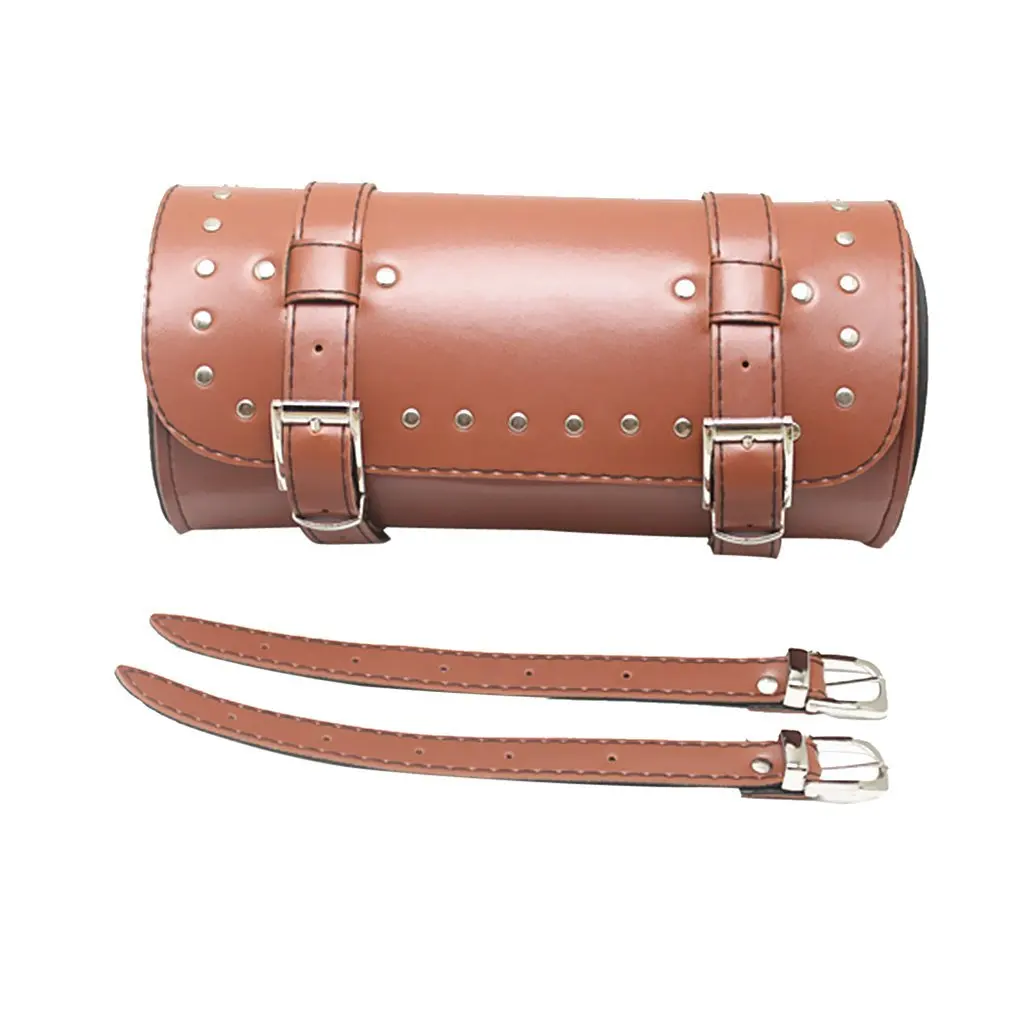 

Brown Leather Motorcycle Luggage Tool Roll Saddle Bag Protective Pouch Case Motorcycle Tool Bag Travel Bag Free Ship