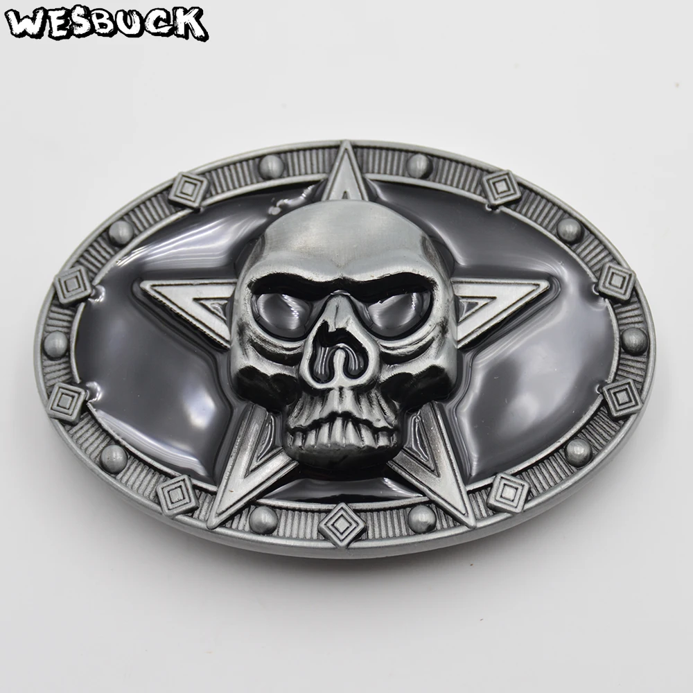 WesBuck Brand Fashion Skull Mens Belt Buckle Novel Style Cowboy Pentagram Pattern And PU | Дом и сад