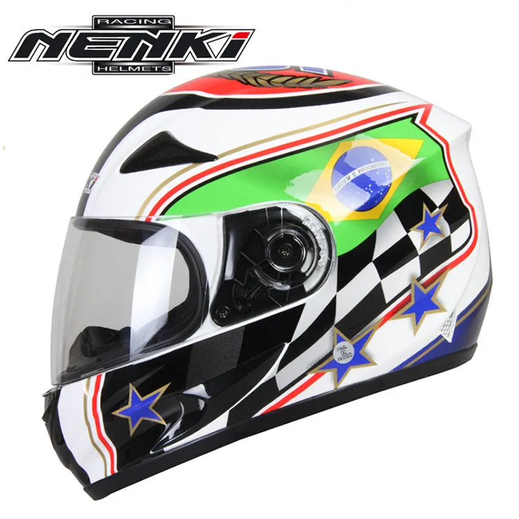 NENKI Полный мотоциклетный шлем Capacete da Motocicleta мотошлем Casque Kask 816z гоночная езда Мужской Женский шлем с шарфом - Цвет: 1