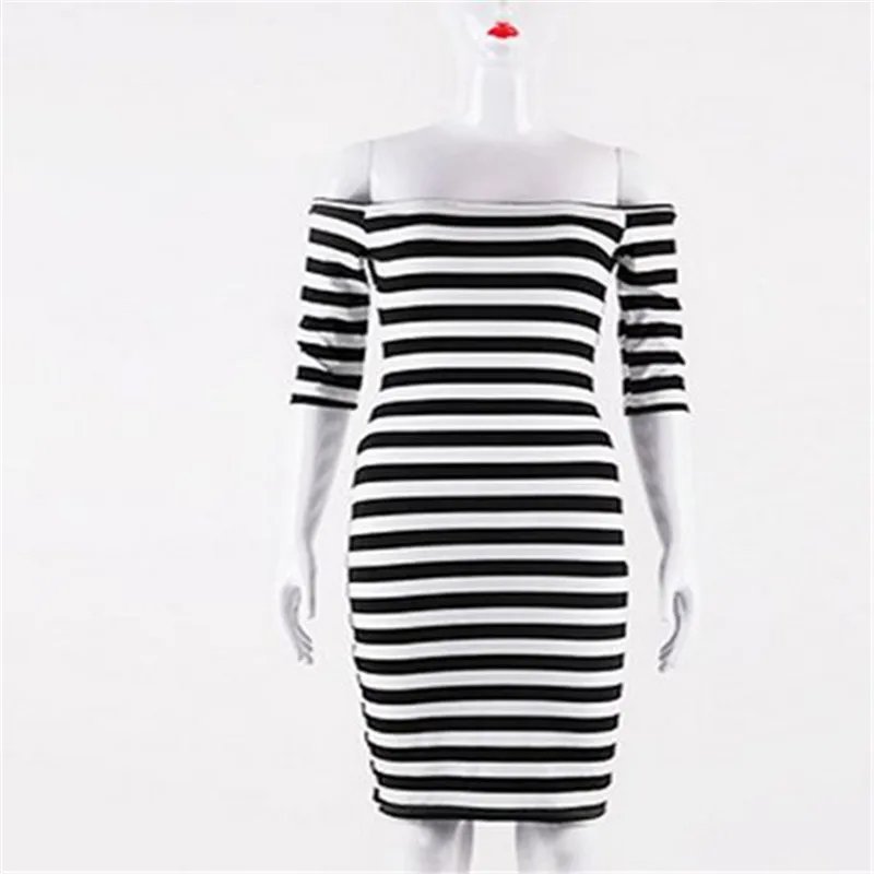 

OnnPnnQ Summer Sexy New Round Neck Striped Short-sleeved Dress fashionable Striped Autumn women dresses plus sizes