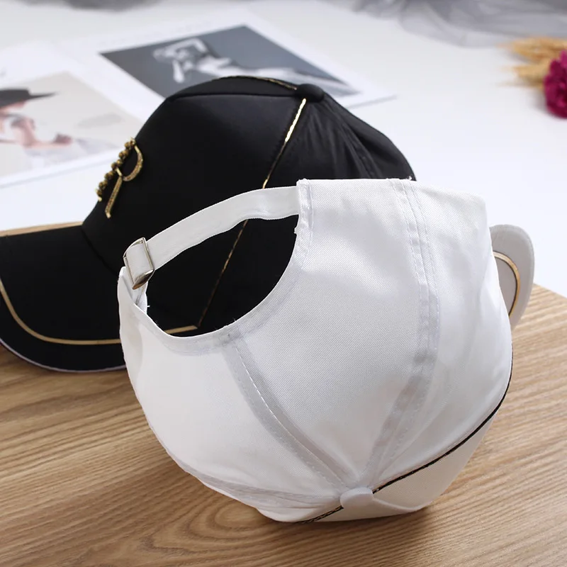 01906-jiejia Silk fabrics Metal R Letter VISORS cap men women baseball hat