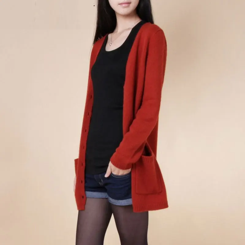 

HEE GRAND Ladies Wool Sweaters Autumn 2019 Plus Size 4XL Medium Length Cashmere Cardigans Women Sweater Pocket Outerwear WZL1459