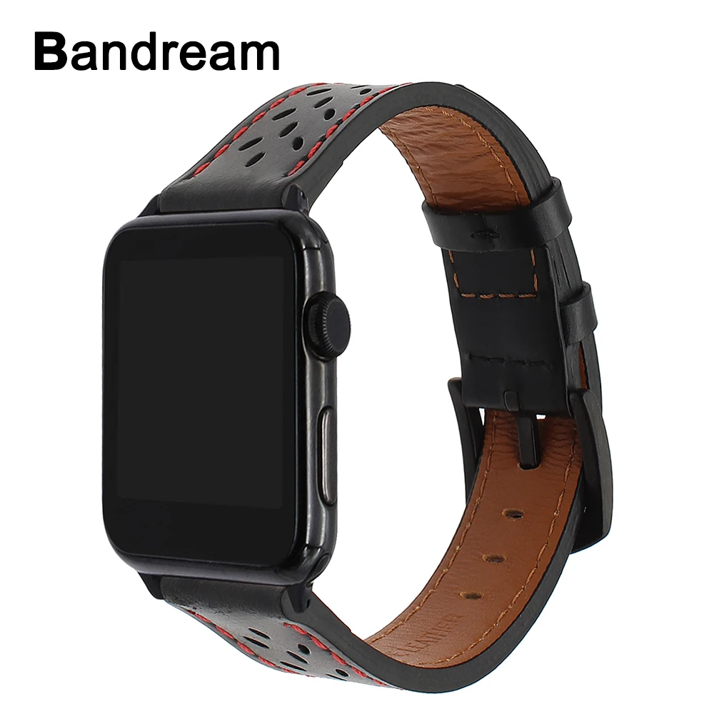 Genuine Leather Watchband Unique Trefoil Pattern For IWatch Apple Watch 38mm 42mm Series 1 2 3
