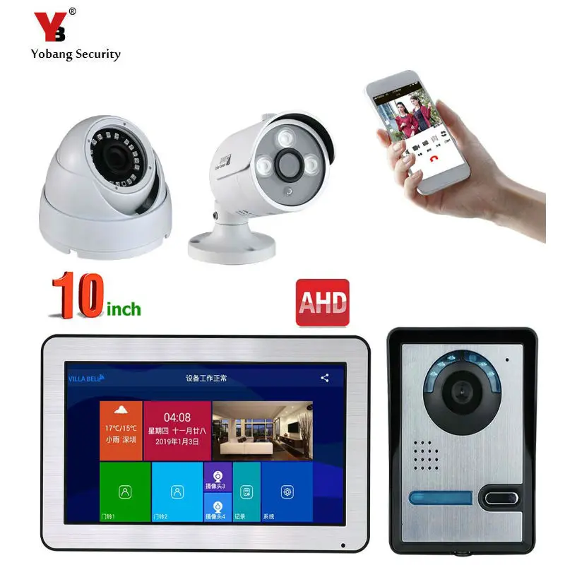 

10 Inch Wireless/WiFi Smart IP Video Door Phone Intercom System with Wired Doorbell HD Camera,Support Remote unlock
