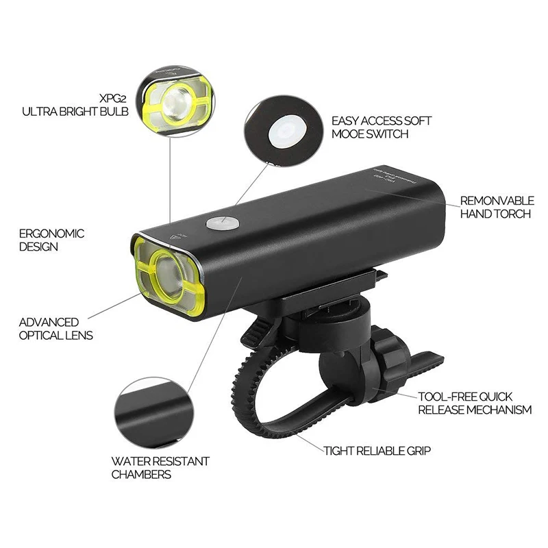 Top Dropshipping USB Rechargeable Bike Light Front Handlebar Cycling Led Light Battery Flashlight Headlight Bicycle Accessories 2