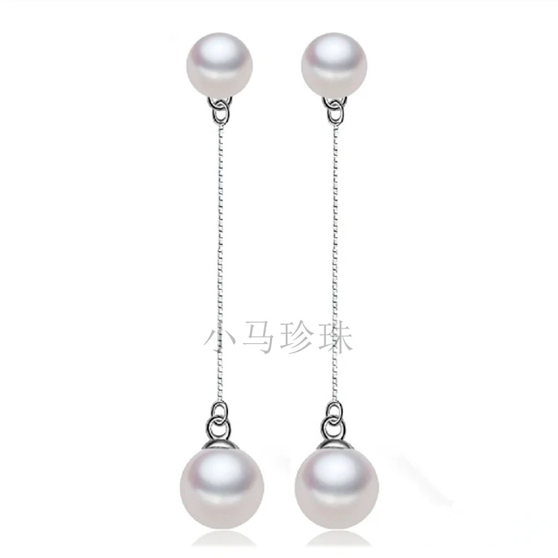 

Eternal wedding Women Gift word 925 Sterling silver real Shipping natural pearl earrings earrings a pony Pearl Earrings round li