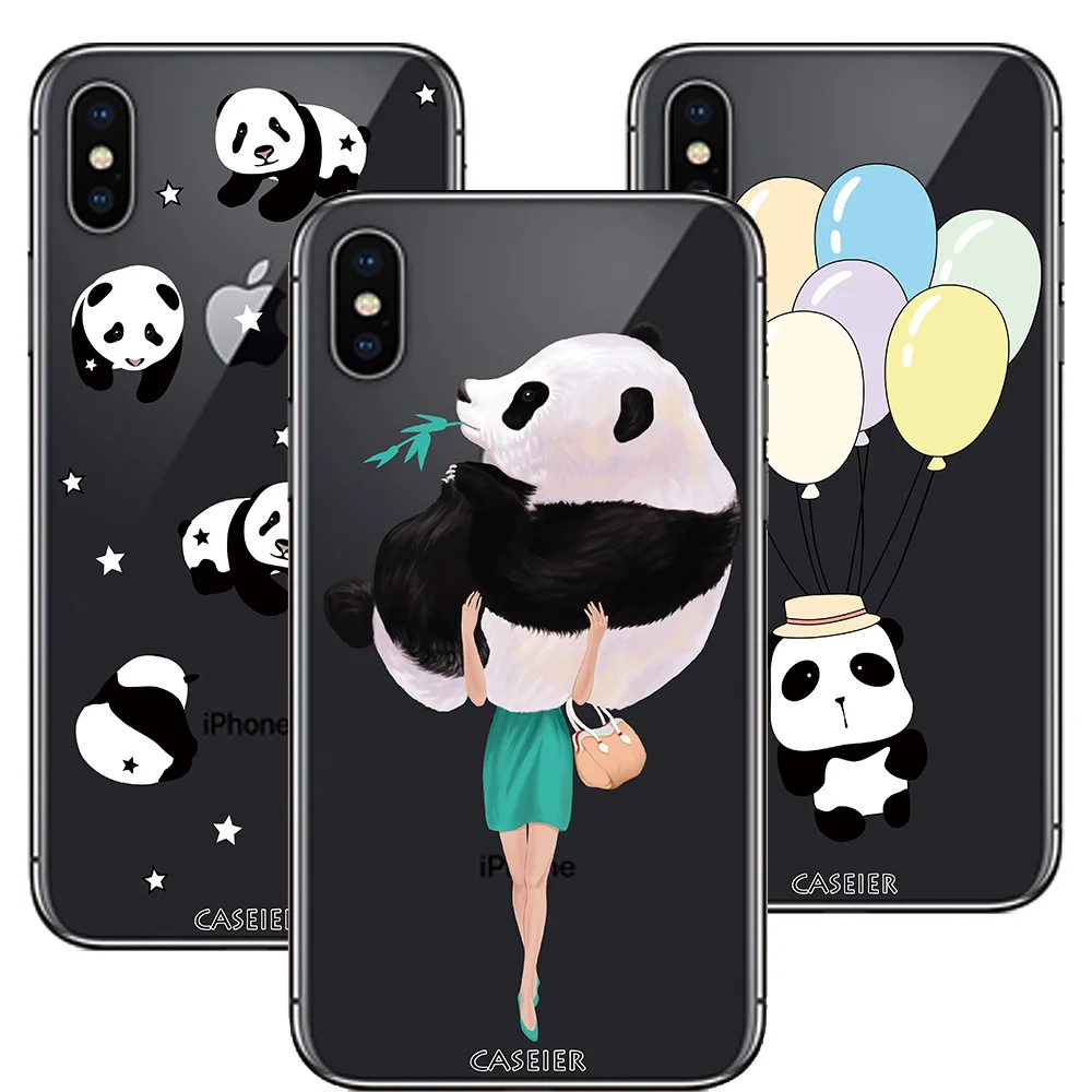 Чехол caseier Cute Panda для телефона iPhone XS Max XR X 7 8 6 6S Plus TPU силиконовые чехлы 5 5S SE ультра