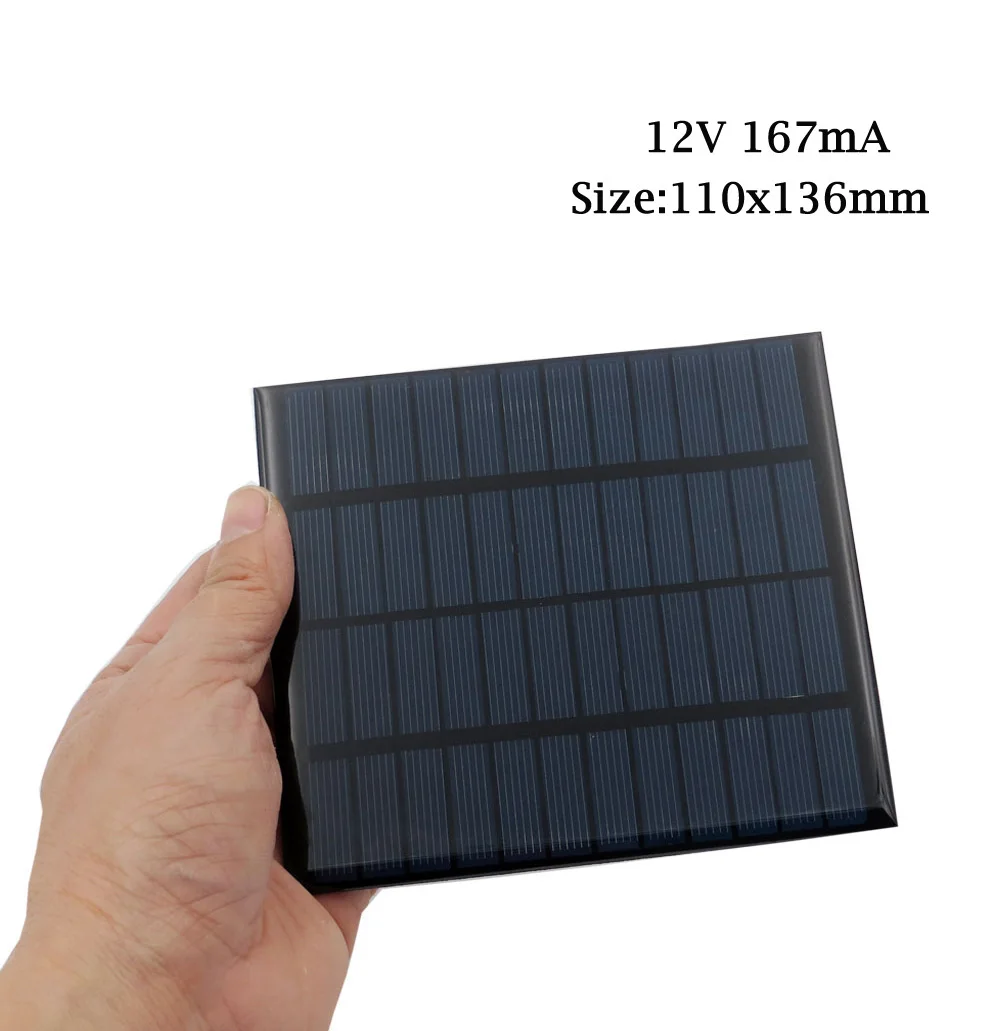 Солнечная панель 12 В DC солнечный мини-комплект DIY для батареи, зарядные устройства для мобильных телефонов, портативный 12 в вольт 1,5 Вт 1,8 Вт 1,92 Вт 2 Вт 2,5 Вт 3 Вт 4,2 Вт - Цвет: 2W