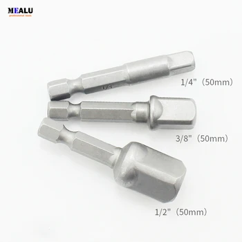 

3pcs/set Hex shank to square head sleeve post with bead set 3 piece set wind batch 1/4 3/8 1/2 conversion post