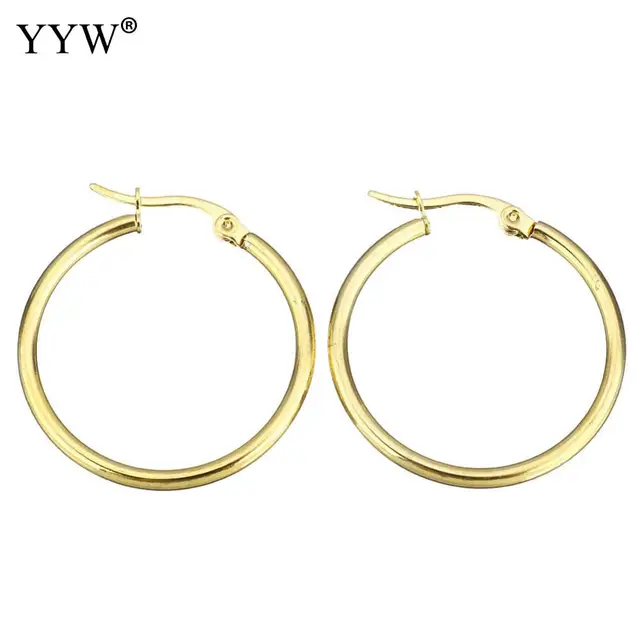 Yyw European Fashion Gold Color Stainless Steel Jewelry Ear Loops Yyw European Fashion Gold Color Stainless Steel Jewelry Ear Loops Earring Donut Circle Round More Size