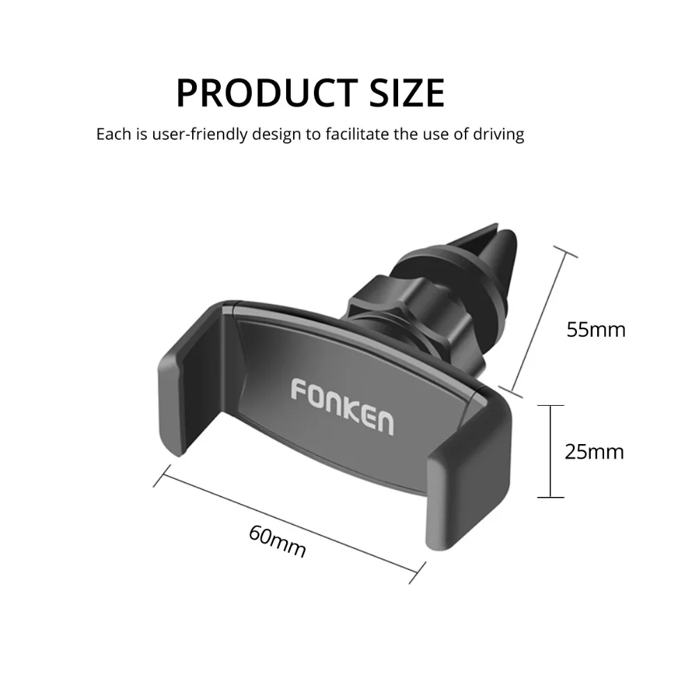 Универсальный автомобильный держатель FONKEN, 360 градусов, держатель для телефона, подставка, автомобильная навигация, gps, крепление на вентиляционное отверстие для телефона Android