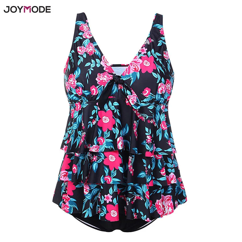 

JOYMODE Two Piece Bikini Swimwear Plus Size 4XL Women Fat Swimsuit Tankini Pad Swim Push Up Cup Bathing Suit 2018 Biquinis Mujer