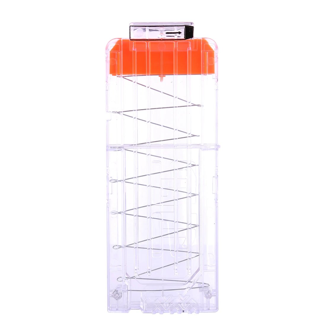 

12-Bullets Magazine Clip Tactical Bullet Clip - Transparent + Orange Push Top