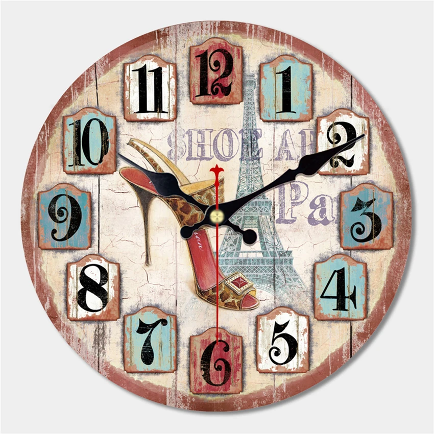 

Fashion Shoes Design Clock Silent Living Room Decor Study Office Kitchen Home Watches Wall Art Vintage Large Wall Clocks