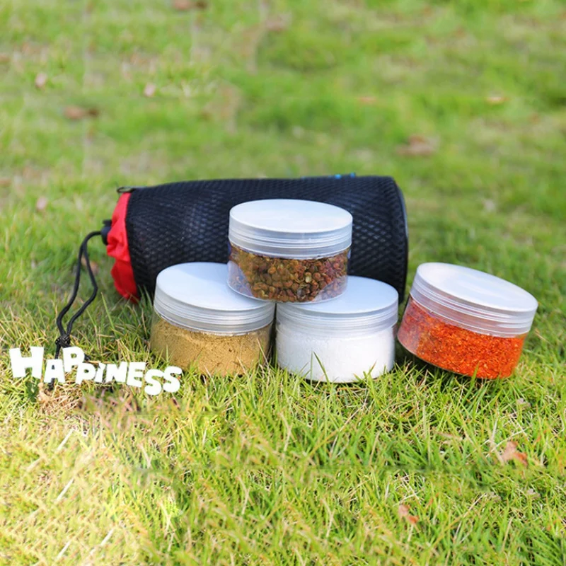 

Outdoor Camping Condiment For BBQ Sause Container Plastic Spice Jar Bottles Set With Organize Carry Storage Bag