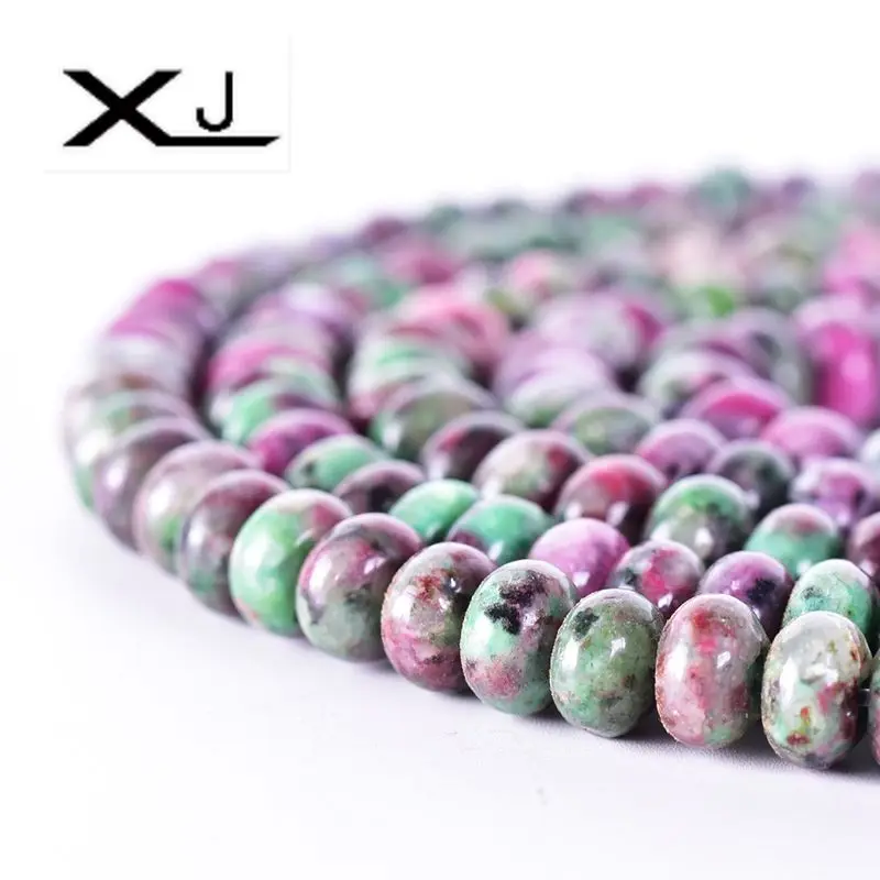 

XIN JIAO Natural Flowers green treasure stone abacus beads 6mmX10mm Fit Diy For Jewelry Making