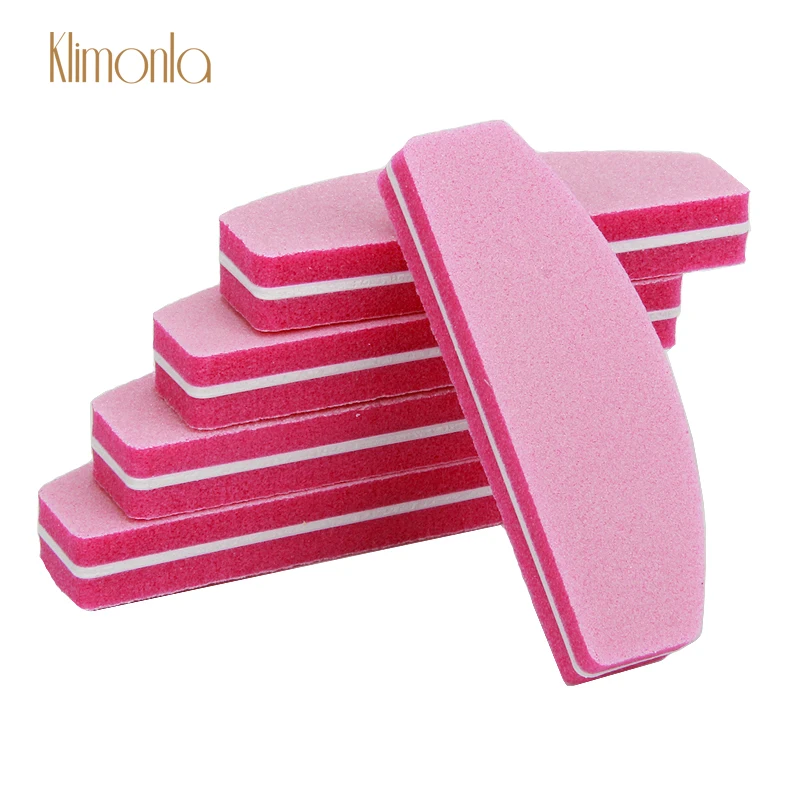 

10pcs Pink Sponge Nail File Sanding Buffing Blocks Half Moon Nail Art Polishing Files UV Gel Manicure Pedicure Tools For Finger