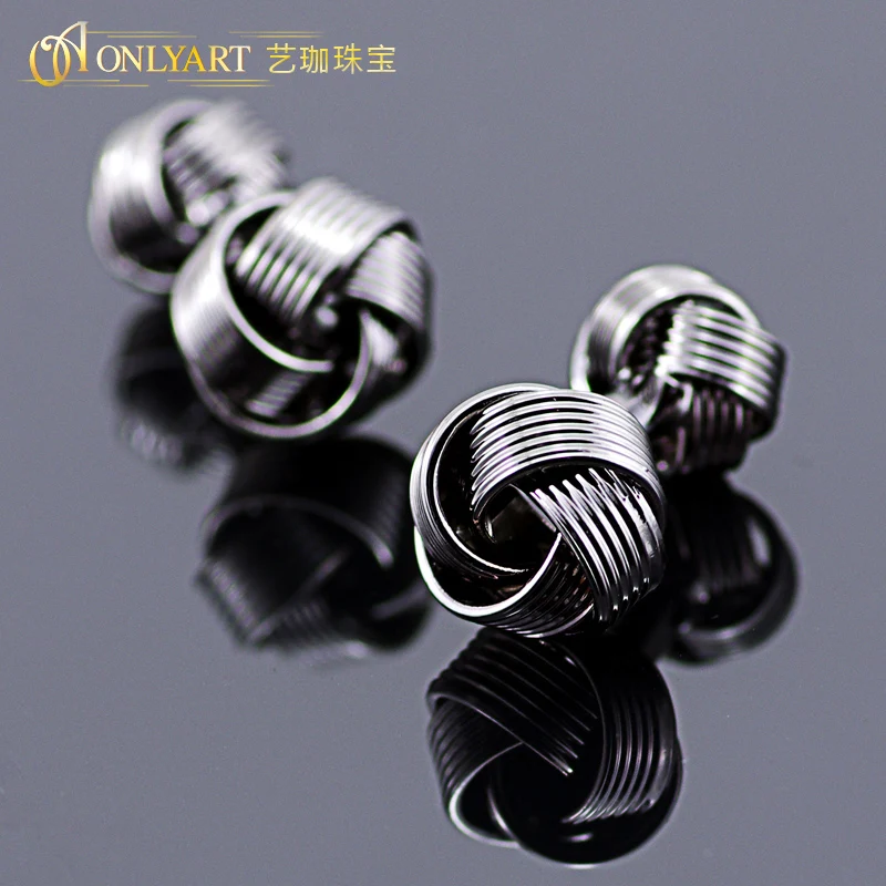 

two knots cufflink french shirt cuff Set men's accessories black Buttons