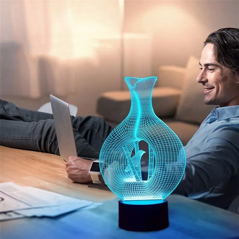 3D LED Night Light Bird In Cage Model 7 Colors 5V USB Led Lava Lamp Touch sensitive Illusion Nightlights Table Lamps For Bedroom|night light