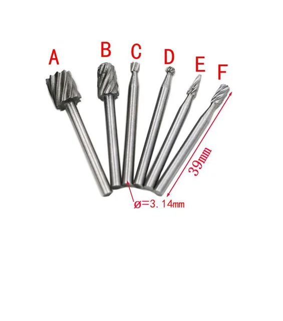 6pcs Dremel Rotary Tools Mini Drill Bit Set Cutting HSS Routing Router Grinding Bits Milling Cutters for Wood Carving Tool