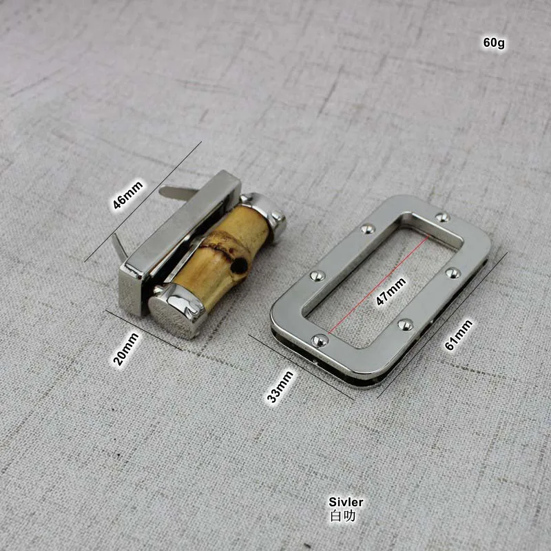 Серебряный бамбуковый замок для сумки, сменные сумки, поворотный Квадратный замок, сумки, аксессуары для замка, поворотные замки