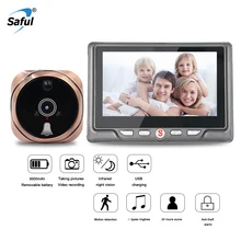 Saful 3000mAh Door Peephole Non-removable Battery Long Standby Time Support 7 Languages Video Door Viewer Doorbell with Camera saful 4 3 digital video door viewer with multi languages recordable peephole home sercurity with one wireless doorbell hot sale