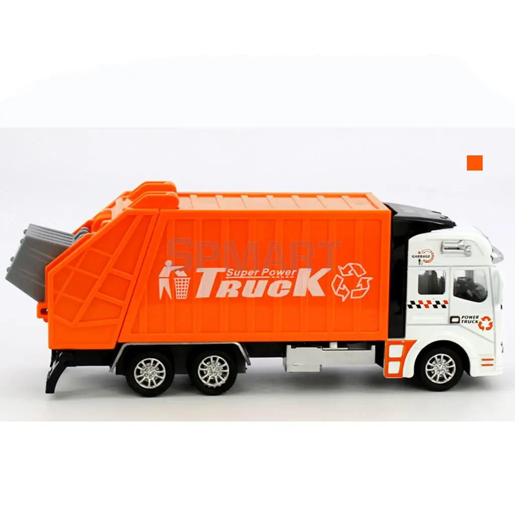 1:32 Scale Die Cast Pull Back Sanitation Engineering Garbage Truck Model Children's Day Birthday Gift Classic Car Toy