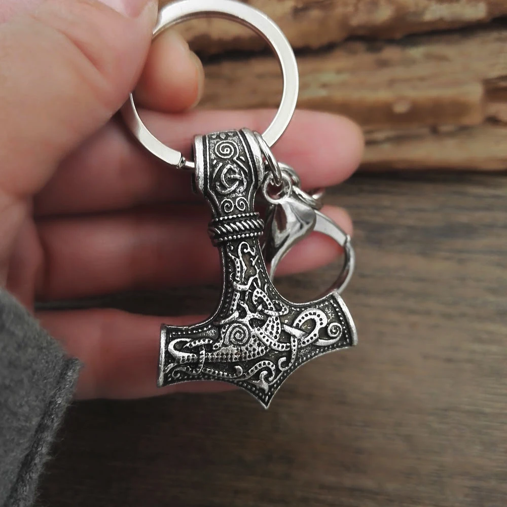 Брелок SanLan 1 шт. Thor the Norse God of Thunder Viking Thors Hammer серебряный цвет Mjolnir