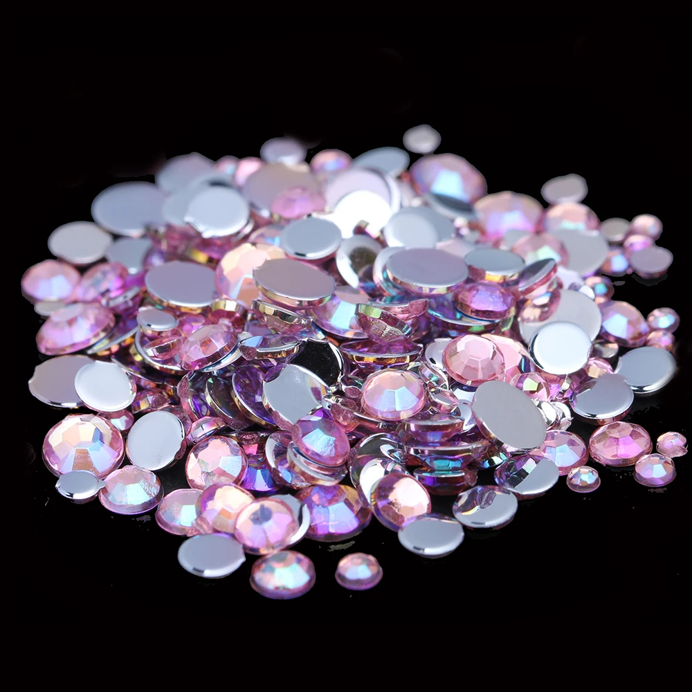 

Many Sizes AB Acrylic Rhinestones Pink Color Shoes Clothing Decorations Sparkling Newest Nail Art Decorations