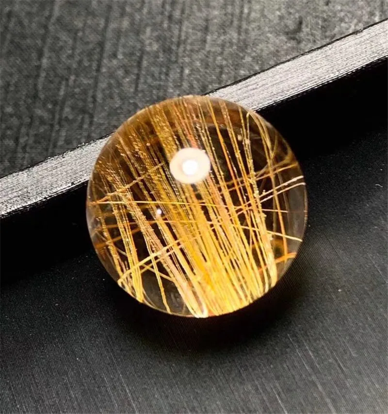 

21mm Natural Gold Hair Rutilated Quartz Pendant Round Wealthy Lucky Ball Beads For Women Men Gemstone Fashion Jewelry AAAAA