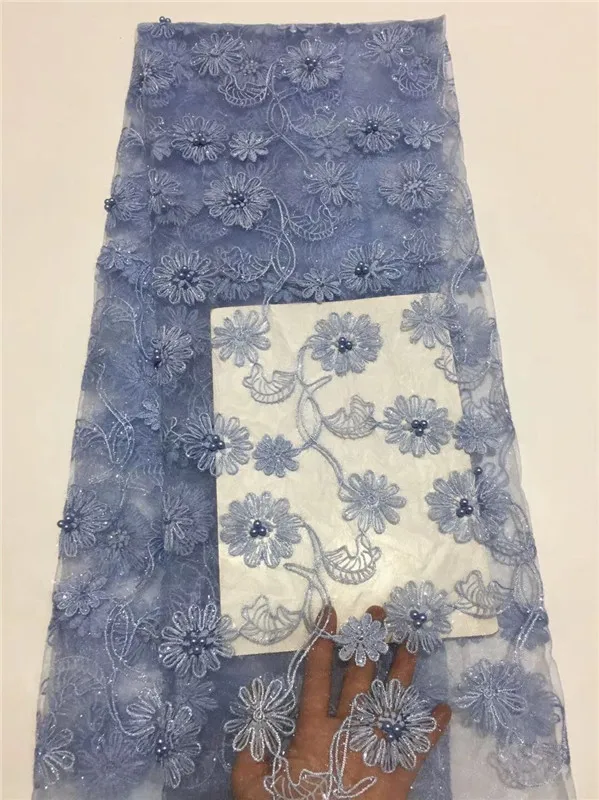 New Design 5 yard beads Lace Fabric 2019 High Quality Embroidered Nigerian lace Beautiful pink For Party | Дом и сад
