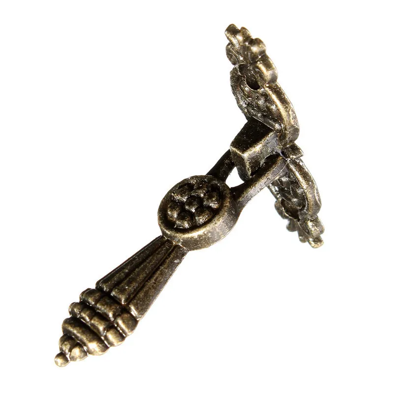10pcs Jewelry Wooden Box Pull Handle Drawer Knobs Antique Bronze Flower 5.2cm x1.1cm