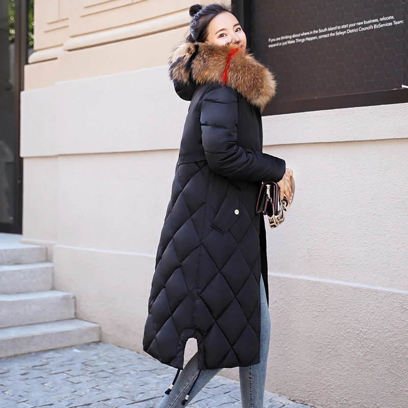 2018 New Arrival Winter Jacket Women With Colorful Fur Hooded Womens Jackets Winter Outwear Long Female Coat Parka Slim