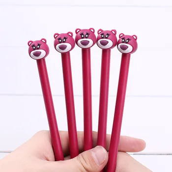 

36pcs/lot cute cartoon creative Strawberry bear gel pen unisex water ink pen roller ball sign pen office school writing pen
