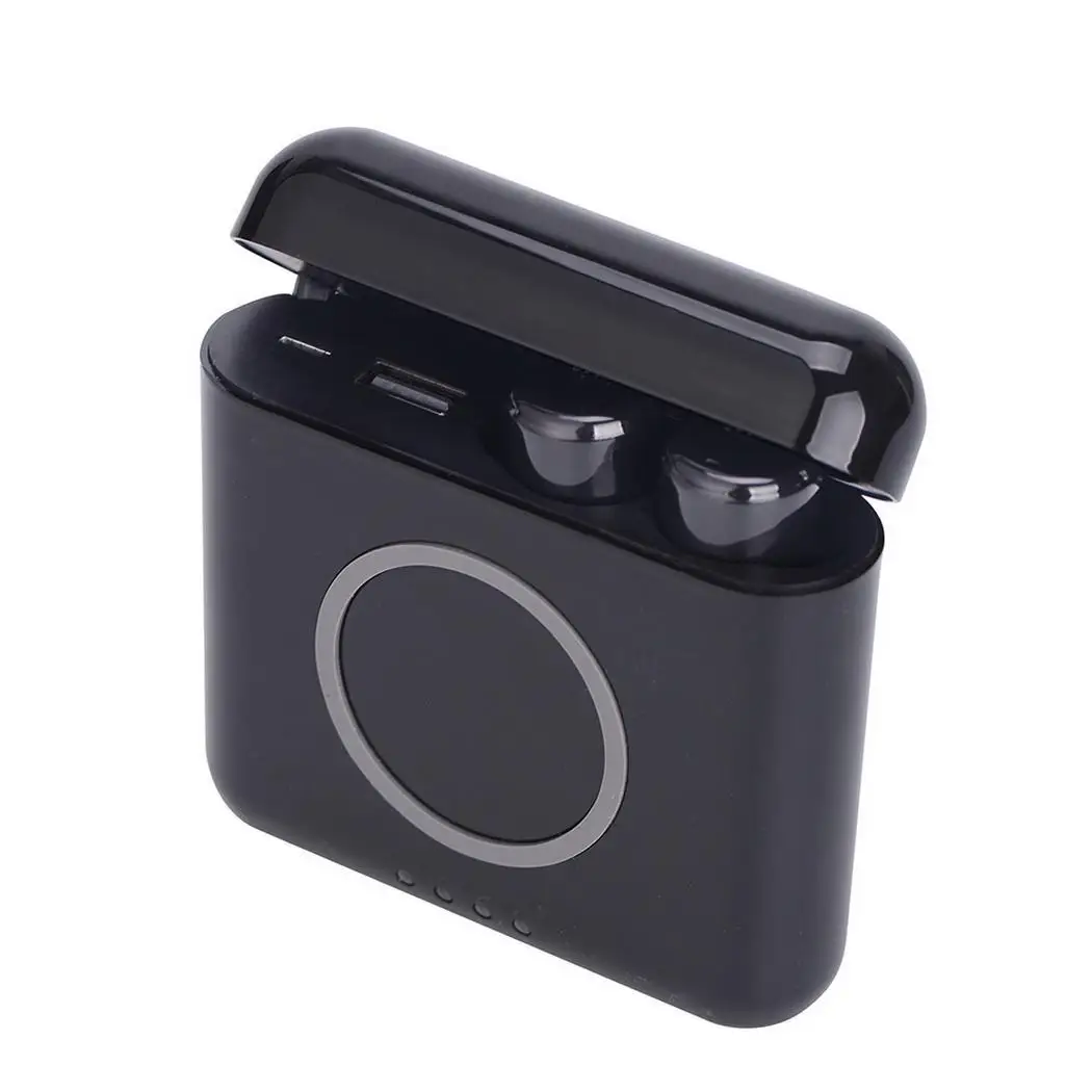 black Мини Bluetooth стерео, бинауральный в ухо наушники с набором беспроводных 6 часов 9 зарядное устройство тренажерный зал, Повседневная и т. д. 123dB коробка - Цвет: black
