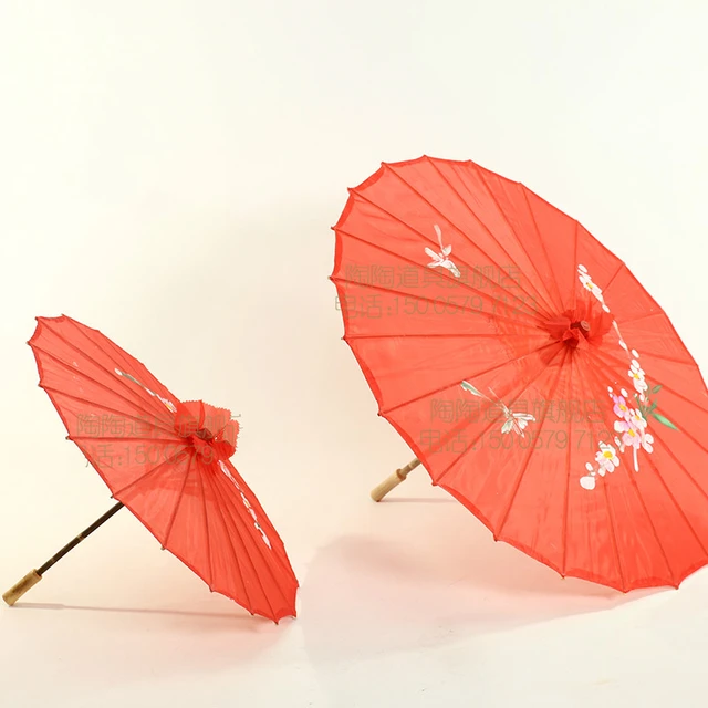 Chinese Red Umbrella Peach Sun Bamboo Paper Craft Umbrella Traditional Dance Color Parasol Wedding Props 55cm - AliExpress