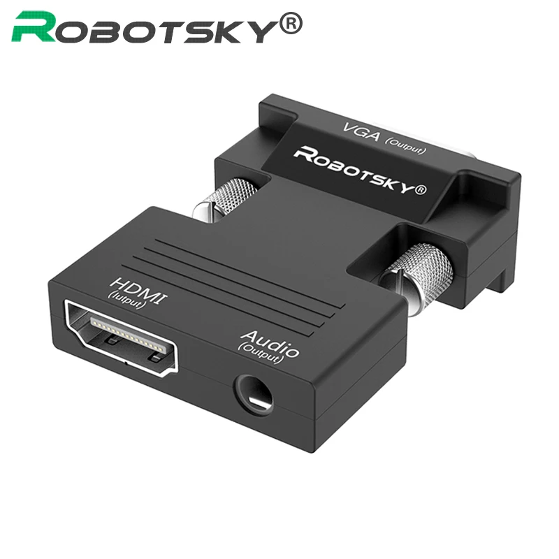 Robotsky 1080 P HDMI لمحول VGA الرقمية إلى التناظرية الصوت الفيديو محول كابل ل PC TV Box محمول العارض Robotsky 1080 P HDMI لمحول VGA الرقمية إلى التناظرية الصوت الفيديو محول كابل ل PC TV Box محمول العارض