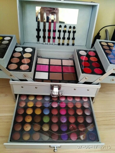 Kits de Maquiagem Batom em pó Conjunto com Caixa de Maquiagem Profissional Shimmer Fosco Glitter Sombra Maquiagem Conjunto Caixa Blush Cosméticos Ferramenta 23 Profissional kits de maquiagem shimmer fosco glitter