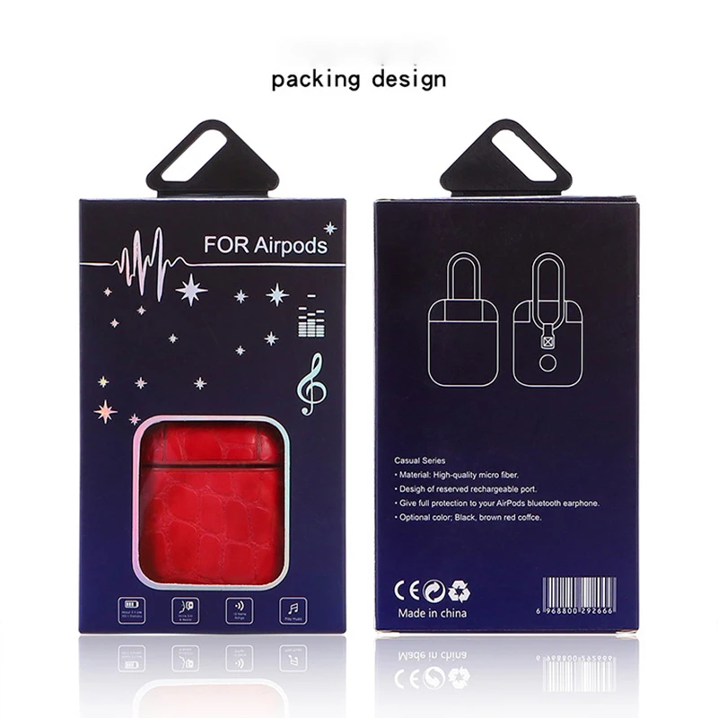 For Airpods Cover Stone Texture PC + PU Leather Cases For Air pod Protector Shell For Apple Earpods Covers For AirPod Skin (24)