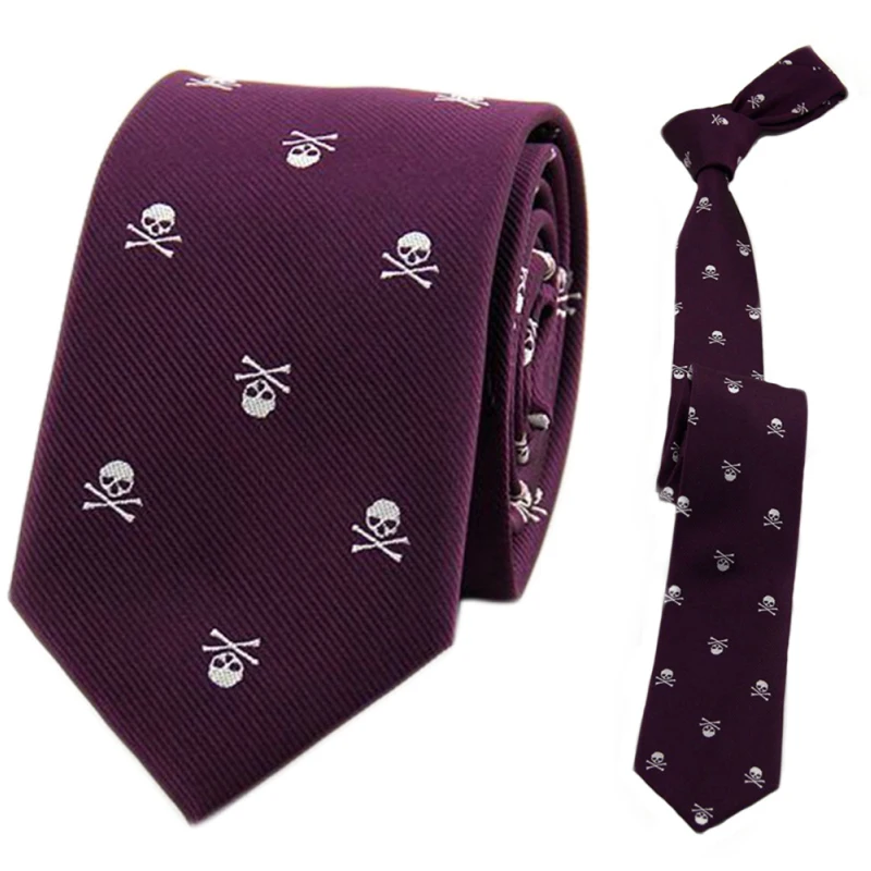 Модные Для мужчин галстук с принтом черепа шеи галстук темно-Цвета Хэллоуин вечерние Бизнес Новинка связей 6x145 см