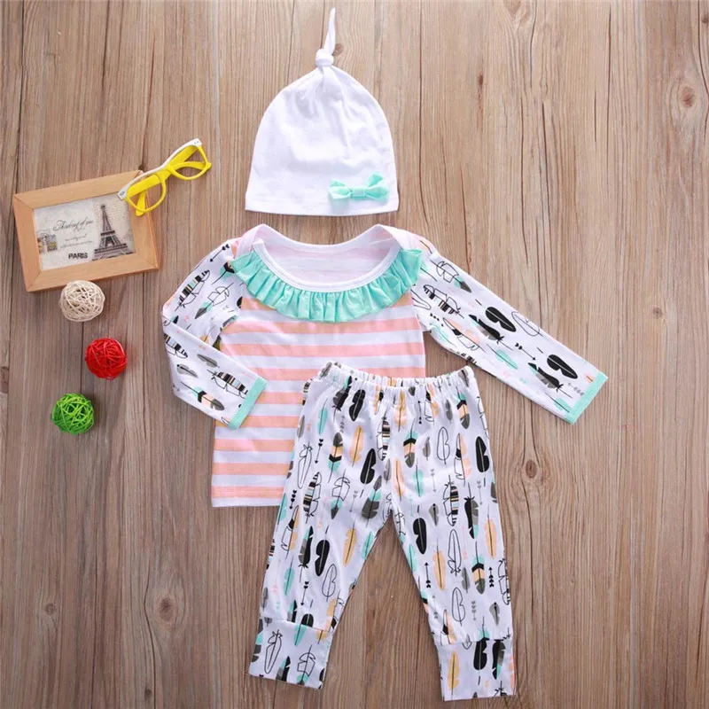Комплект из 3 предметов для новорожденных conjunto infantil menina топы маленьких девочек