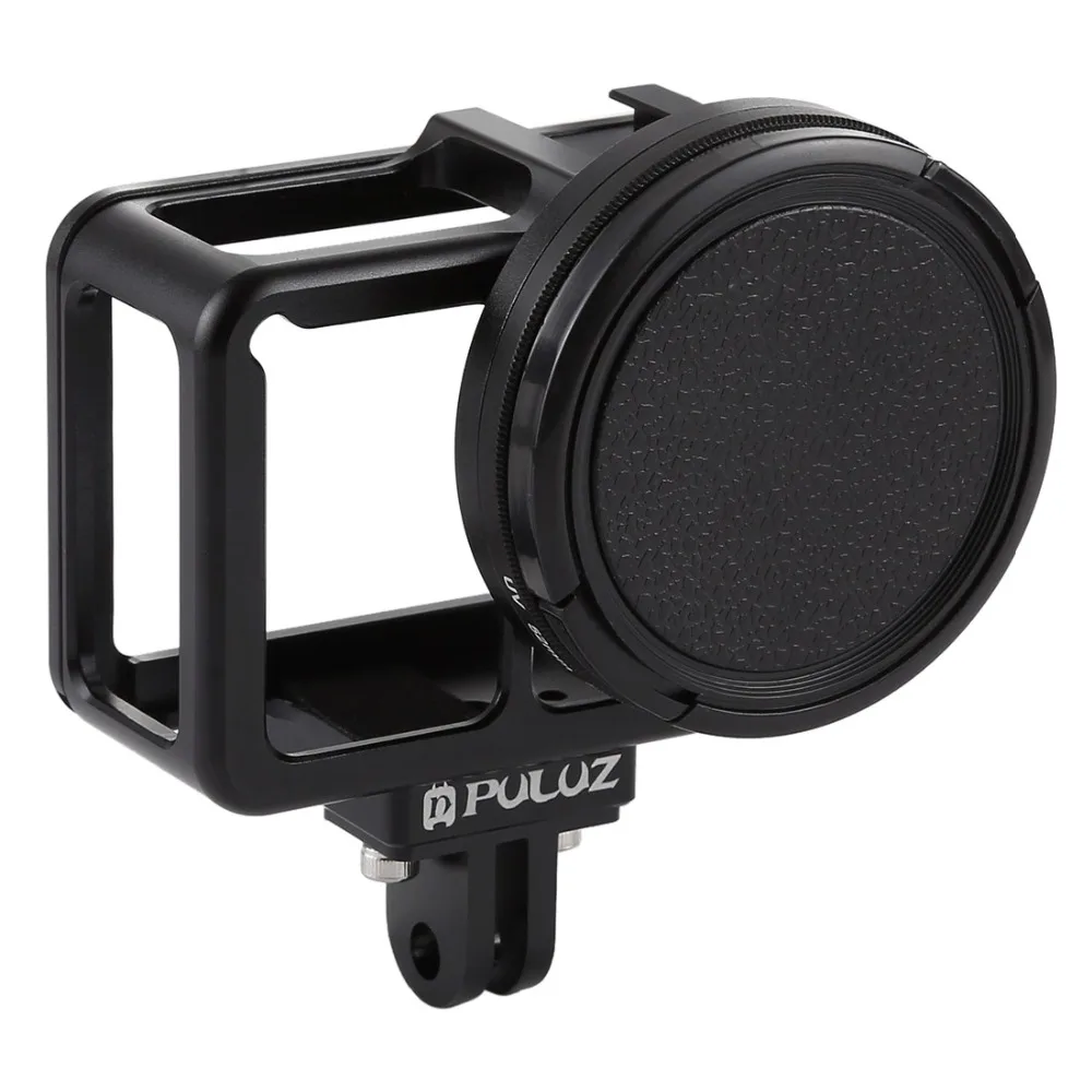 PULUZ Housing Shell CNC Aluminum Alloy Protective Cage Case &amp Insurance Frame 52mm UV Lens for GoPro HERO7 Silver/HERO7 White |