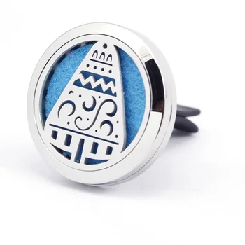 

Various Design 30mm Stainless Steel Christmas Tree Car aroma essential oil Diffuser car vent clip